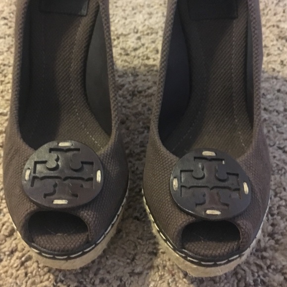 Tory Burch Shoes - Tory Burch Brown Peep Toe Espadrille wedge